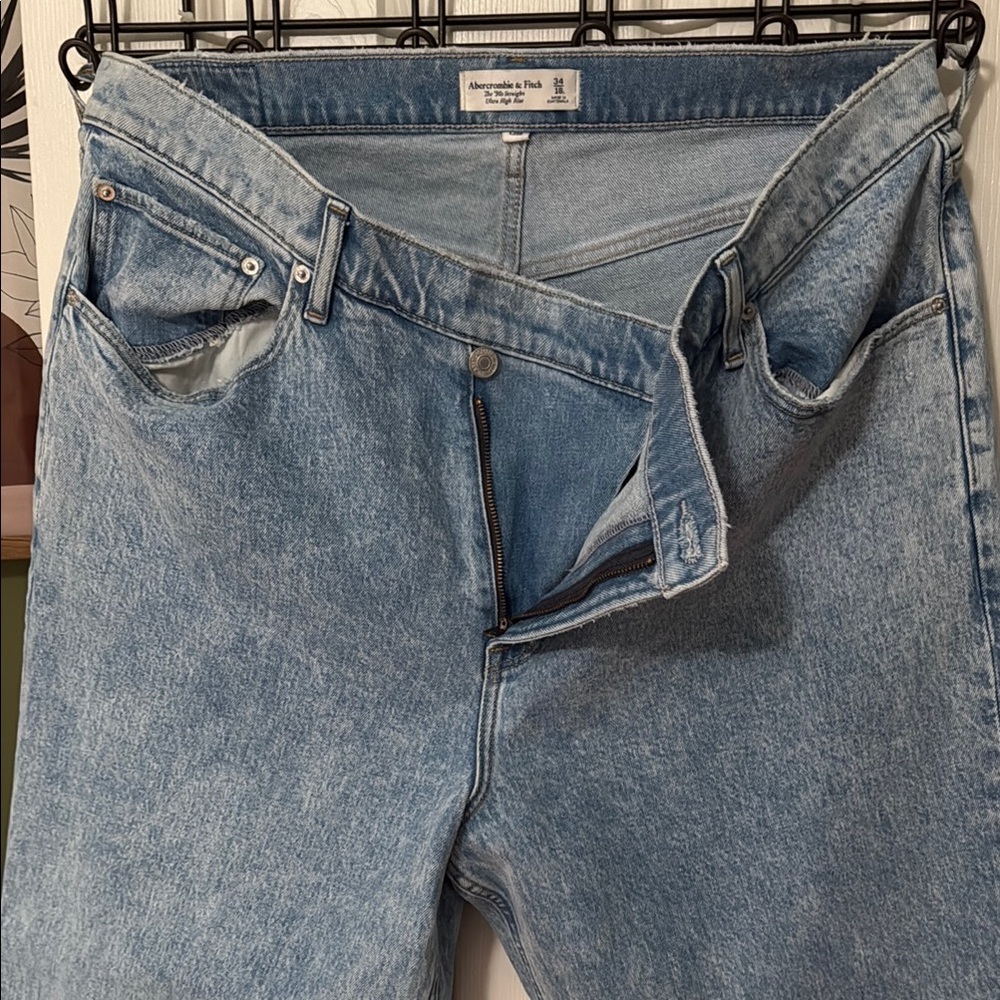 Abercrombie & Fitch Blue Straight Leg Jeans with Classic Style
